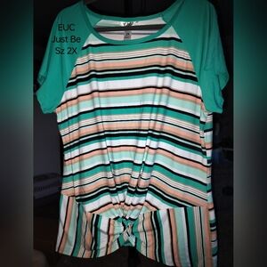 Green/Peach Striped Shirt